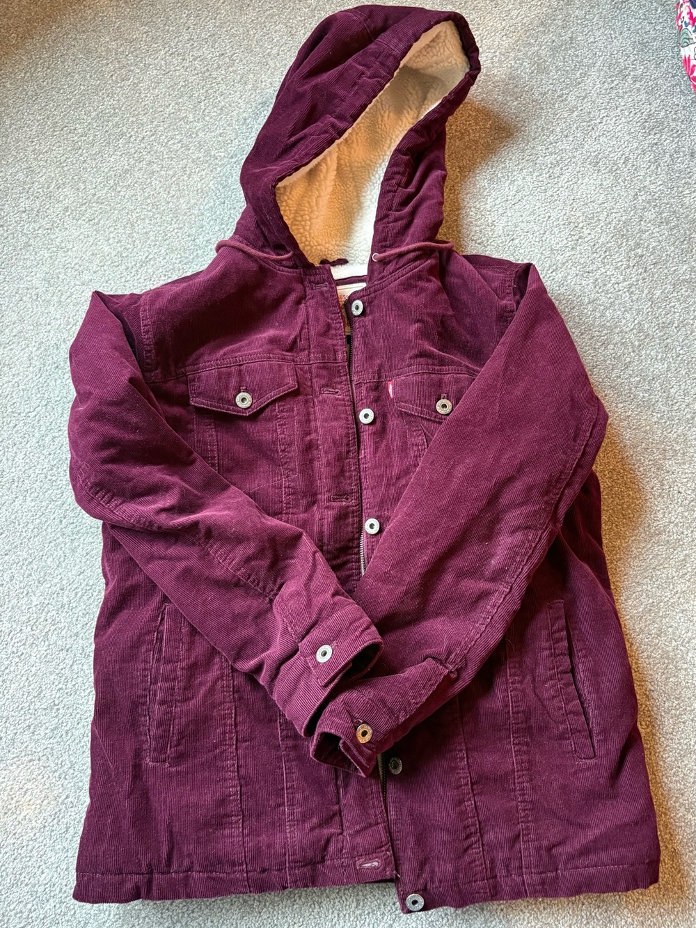 Levi's Women's Hooded Corduroy Jacket in Deep Plum